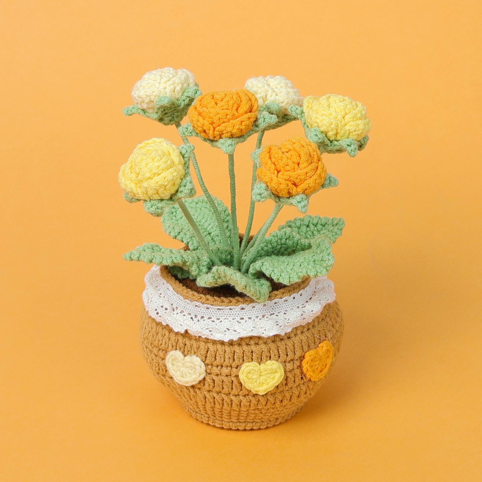 Finished product -6 head gradient orange rose potted