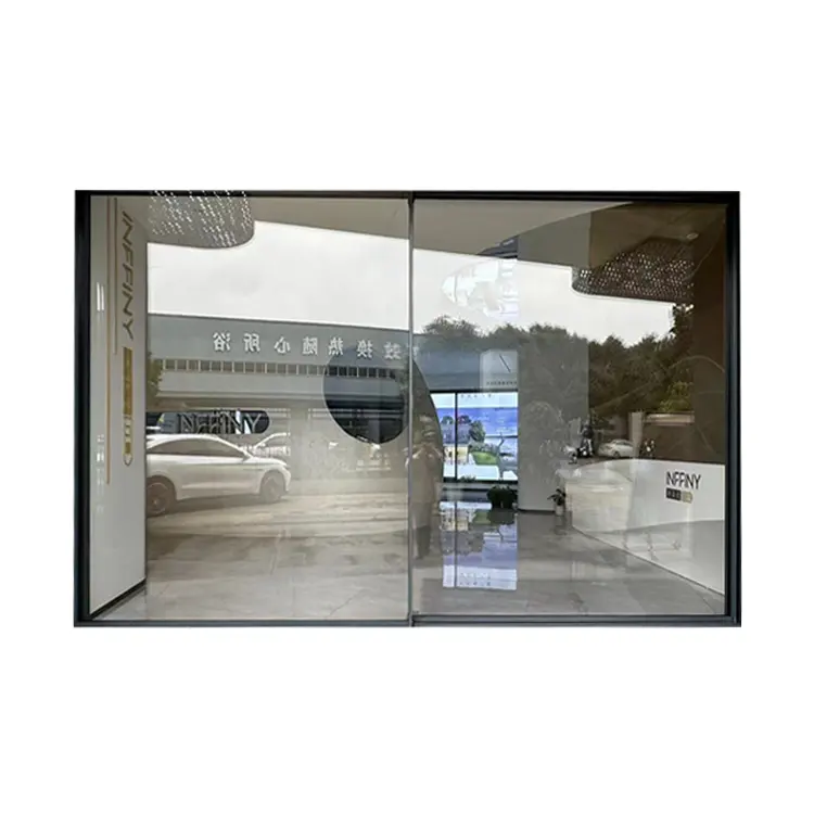 현대 디자인 전면 현관 문 유리 방수 보안 문 알루미늄 자동 슬라이딩 도어