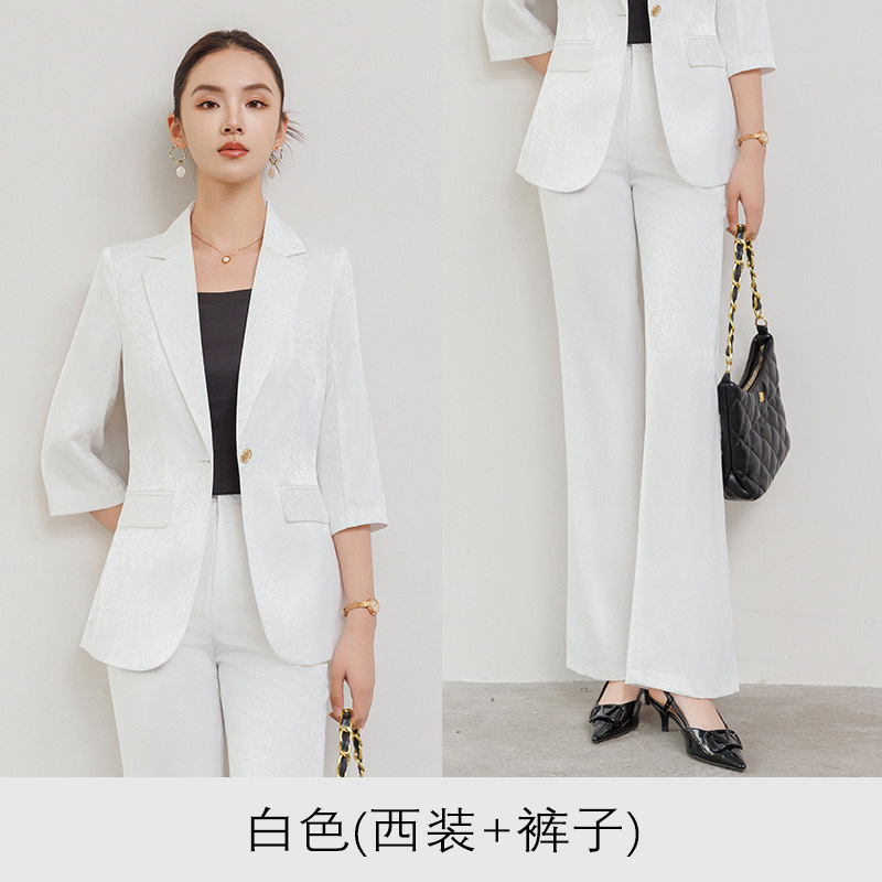 White suit wide-leg pants