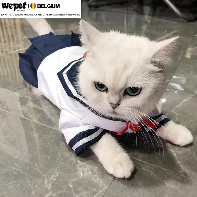 Disfraz de Cosplay de gato para mascotas, uniforme de Sailor para perros, estilo japonés, blusa bonita, falda fina de princesa