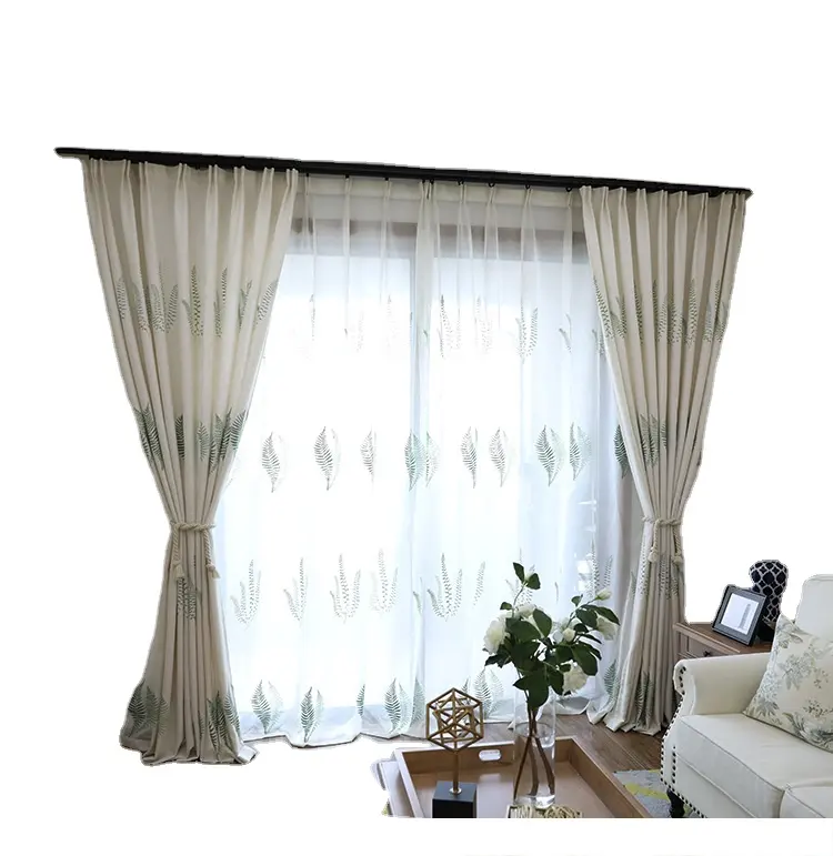 Wholesale Embroidered Plants Pastoral Style Curtains Thickened Linen For Living Room Bedroom Balcony