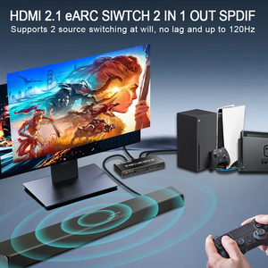 HDMI <strong>Switch</strong> <strong>2</strong> in <strong>1</strong> Out 8K@60Hz Dolby Switcher with <strong>Audio</strong> Extractor Remote EARC SONOS ARC AV Receive HDMI <strong>Switch</strong> PS5 Xbox - Product Image 5