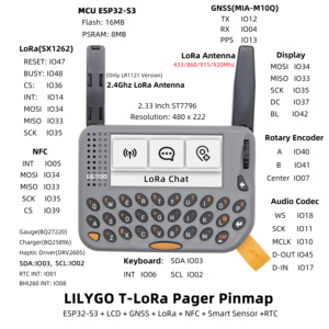 LILYGO T-Lora Pager ESP32-S3 LoRa SX1262 Drahtloses HF-Modul Dual-Mode-RFID/NFC RTC GNSS Al Programmier bares Handheld-AIoT-Gerät