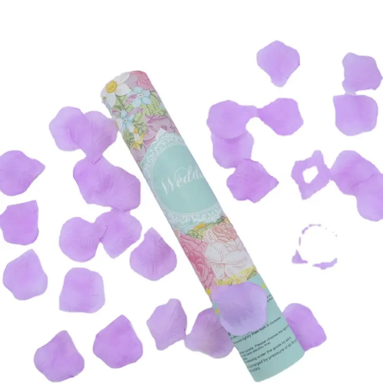 Pétalas de rosa de tecido econômico descartável, canhão de confete para suprimentos de festa de casamento