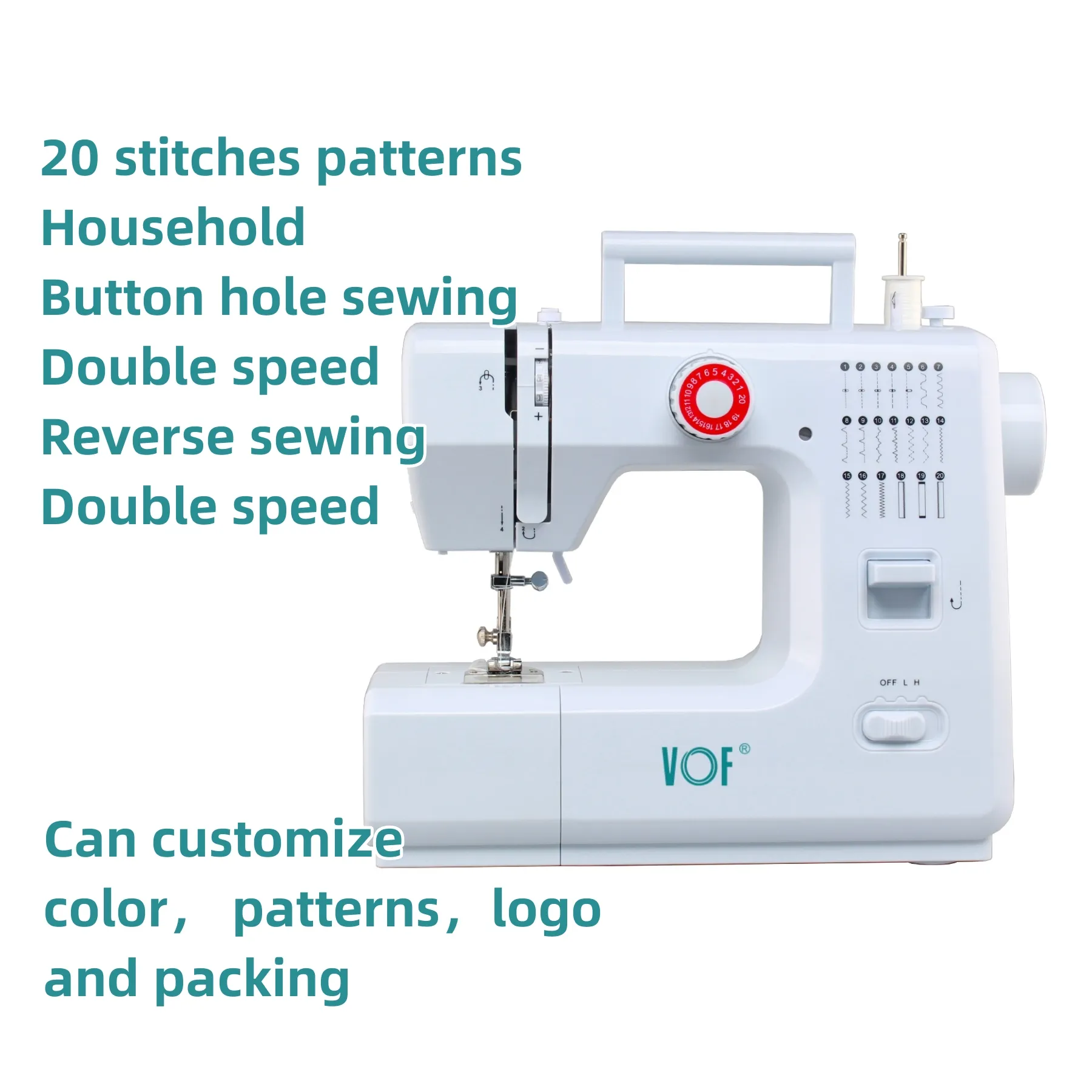 Máquinas de costura doméstica FHSM-618 para uso doméstico, mini máquina de costura em zigue-zague com 20 pontos, mini máquina de costura overlock