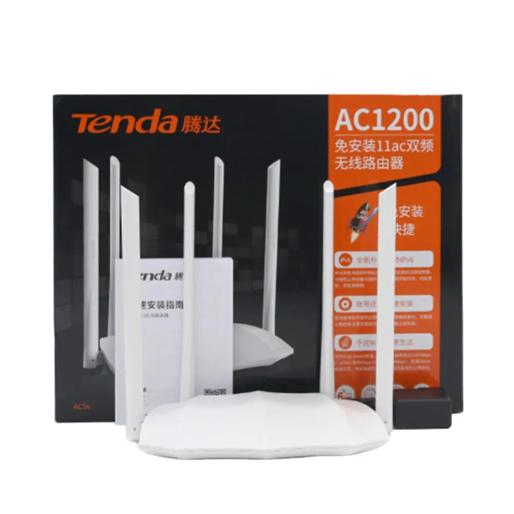 高品質Tenda AC5s AC1200デュアルバンドWiFiルーターワイヤレス (2.4 GHz / 5 GHz) ファストイーサネットブラックリピーターワイヤレスルーター