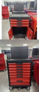 工具钢储物箱7抽屉滚轮柜滚动箱带抽屉，带360度2旋转制动脚轮，用于车库 - Product Image 4