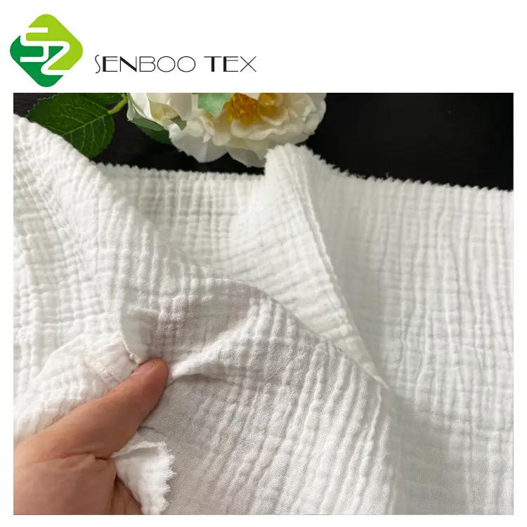 Gasa 100% tela de algodón orgánico 140GSM tinte certificado para ropa de cama de bebé