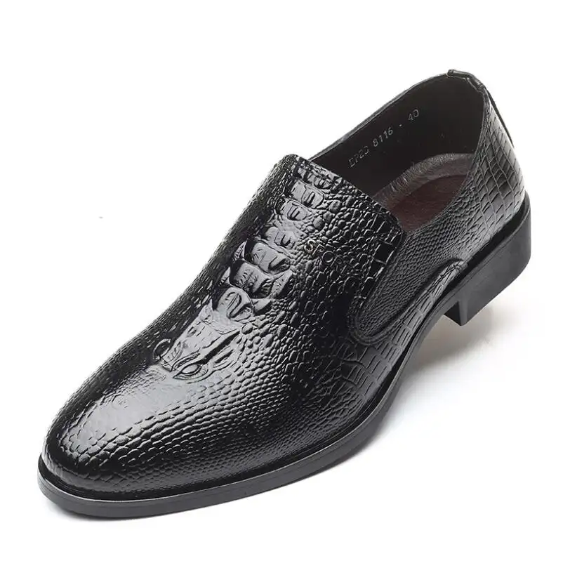 Men's business dress shoes crocodile pattern business casual footwear genuine leather shoes