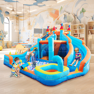 Nbinflatable nhà sử dụng nhỏ mini <span class=keywords><strong>Inflatable</strong></span> lâu đài bouncy nảy đầy màu sắc Nhà trả lại kết hợp với trượt - Product Image 3