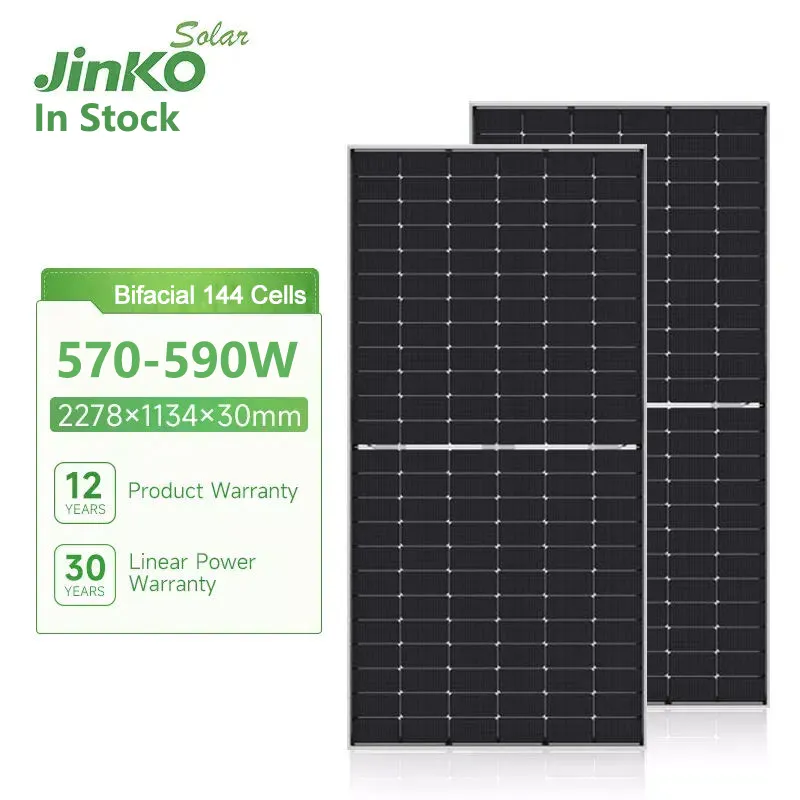 Jinko solare jinko tiger neo-type pannello solare 72 hl4-bdv 570-590 Watt bifacciale doppio vetro