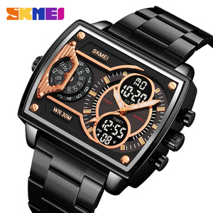 SKMEI 2229 orologio da uomo con doppio Display 4 volte impermeabile rettangolare custodia con cronografo allarme e Timer di conteggio delle luci stile popolare - Product Image 5
