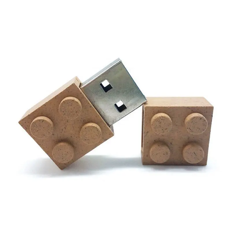 Eco friendly lego brick usb flash drive 4gb 8gb 16gb 32gb di fiber vegetali pendrive 64gb 128gb