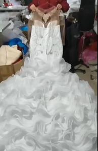 <span class=keywords><strong>2025</strong></span> 새로운 럭셔리 플러스 사이즈 아프리카 결혼식 원피스 아랍어 아소 에비 크리스탈 페르시 환상 긴 소매 주름 장식 인어 신부 원피스 - Product Image 4