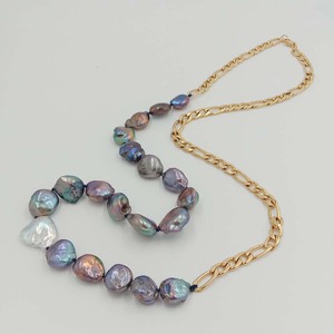 13-17ミリメートル黒COLOR Baroque PEARL NECKLACE TOP FASHION PEARL KNOTTED NECKLACE FOR WOMEN、BAROQUE PEARL、ステンレスチェーン - Product Image 6