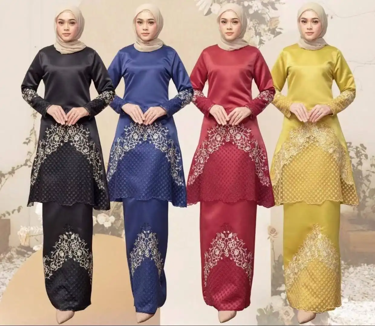 Thiết Kế Thanh Lịch Mới Nhất Abaya Kebaya Baju Kurung Moden Pahang Kadah Có Ren Bài Hát