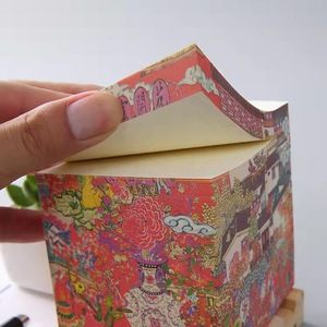 纸4面印刷备忘录立方体便签纸便签纸垫立方体便签纸与木制托盘便签纸立方体