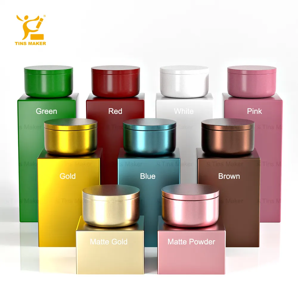 TINS MAKER Verschiedene Farben von Metall dosen behältern umwelt freundliche Verpackung runde Aluminium dosen 2oz 8oz custom