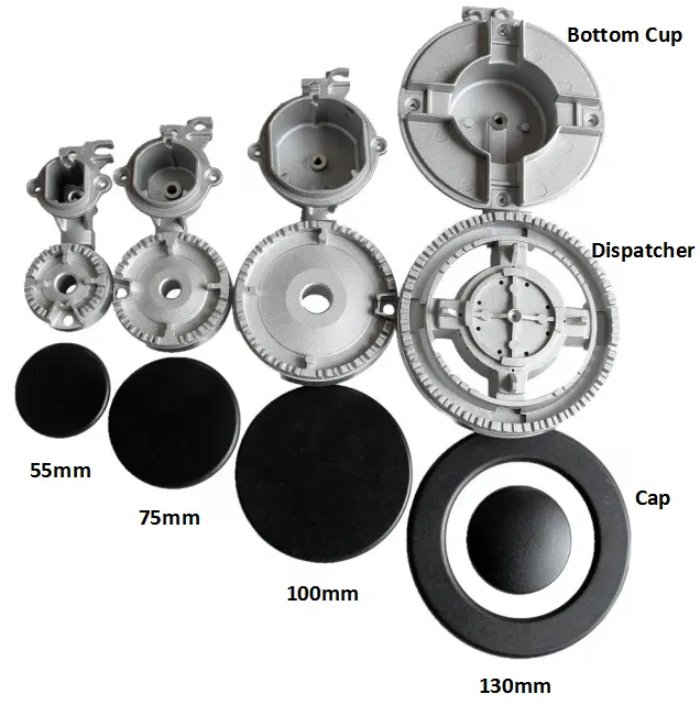 Gaz ocak parçaları brülör setleri soba Kap ve dağıtıcısı ve alt fincan