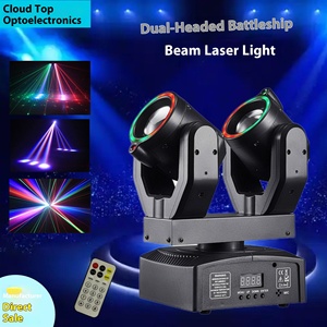 ไฟ LEDKTV แบบสองหัวขนาดเล็ก พร้อมตัวส่งแสง RGBW ลำแสงเลเซอร์แบบหมุนได้ สร้างบรรยากาศ <span class=keywords><strong>DMX512</strong></span> ควบคุมด้วยเสียงและรีโมท - Product Image 5