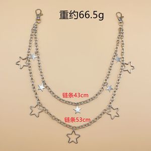 ファッションパンクダブルレイヤーレディースシルバーメタルリンクスターチャームボディチェーンベルトレディースウエストチェーンベルトジーンズドレス用