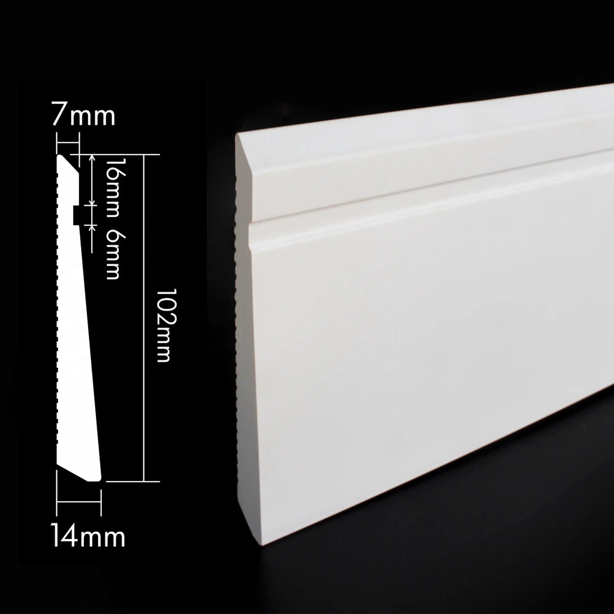ألواح حاشية مناسبة للجدران بجودة عالية ولون أبيض مناسبة للياسات الجانبية من RAITTO S102-A، ألواح حاشية مثبتة