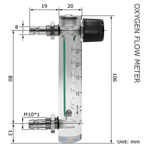 0.1-1lpm oxy rotameter KH-OF011 dgozone O2 lưu lượng kế với van cho Ozone di động xử lý nước máy móc ứng dụng - Product Image 2