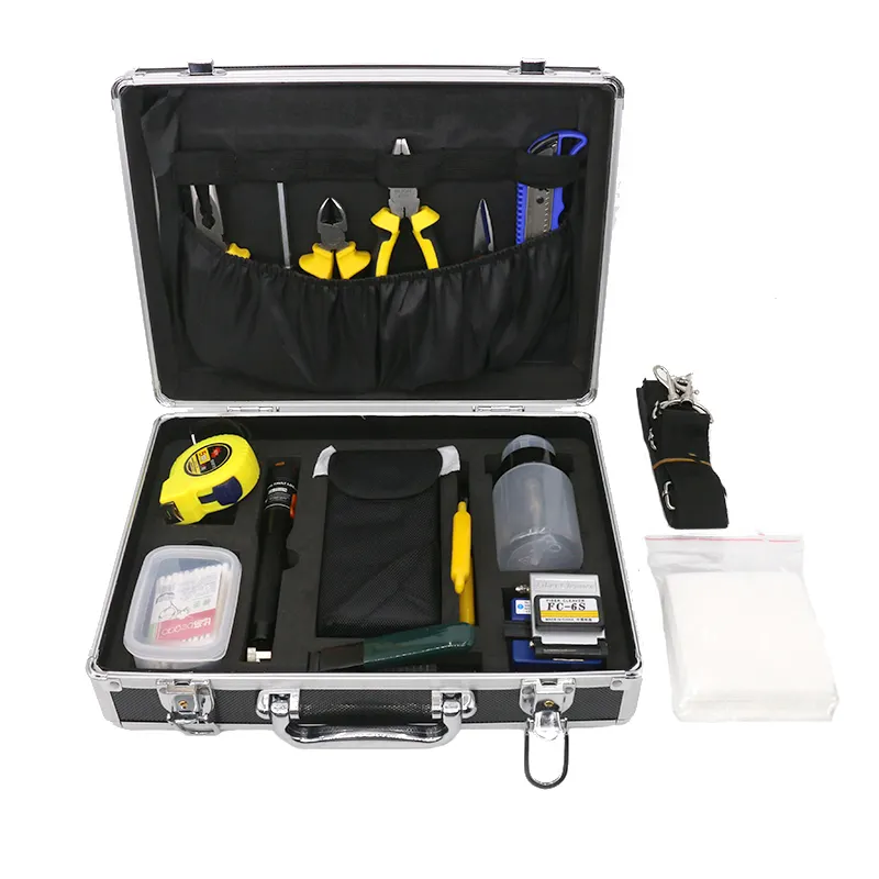 MT-8401 Hot Sell Fiber Optic Tool Kit Customized Size Aluminum Case Tool Box include stripper cutter carrying tool knife slitter