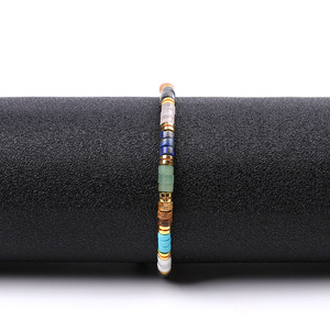 공장 직접 판매 짠 팔찌 4mm 플랫 비즈 레드 경옥 화이트 소나무 녹색 Aventurine 청금석 핑크 트렌디 기하학적 - Product Image 5