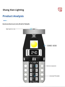 โคมไฟ LED อัตโนมัติ3SMD-3030ไฟภายในรถ T10ใหม่ไฟอ่านหนังสือสร้างบรรยากาศแผ่นป้ายทะเบียนและท้ายรถ12V - Product Image 6