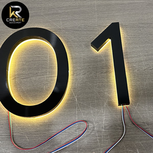 Custom Backlit Metal House Number <strong>Multiple</strong> Color Changing with Sound Waterproof Outdoor Address Modern Aesthetic Letters - Product Image 2