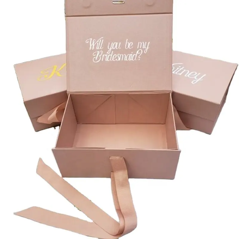 Boîte-cadeau magnétique pliante en carton, Logo personnalisé de luxe, avec fermeture de ruban, pièces