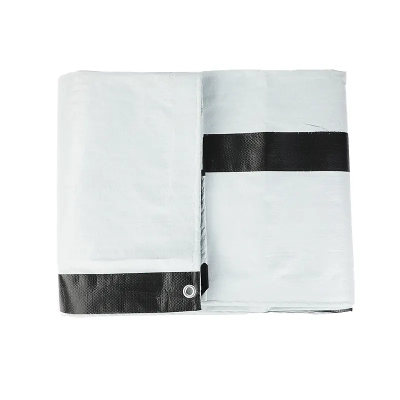 Tela cerata in PE linea nera personalizzata con LOGO linea di rinforzo nera impermeabile al 100% di alta qualità e colore bianco