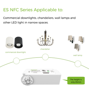 Programación NFC ajustable de potencia de 25W 37W 55W 0-10V 1% Controlador LED de atenuación profunda