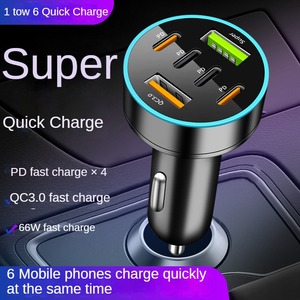 6 8 <strong>4</strong> in 1 Super Fast Car Charger <strong>Adapter</strong> With Digital Display LED Universal PD+QC3.0 Car Lighter USB Charge for IPhone Android - Product Image 3