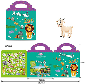 Özelleştirilmiş yeniden kullanılabilir çıkartma kitabı hayvan çıkartmaları dayanıklı pencere Clings çocuklar eğitici çıkartmalar oyuncak çocuklar için Toddlers - Product Image 3