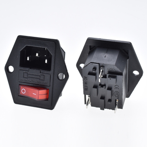 IEC320 AC250V 10A C14電源ソケット (ヒューズ付き) 13Aロッカースイッチ赤はライト3ピンオス産業用コネクタを示します - Product Image 1