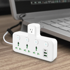 แถบไฟขยายติดผนังช่อง3AC อเนกประสงค์ USB-A USB-C 5V2.1A ชาร์จพอร์ตเสียบ10A เบ้าแปลงปลั๊กไฟ - Product Image 2