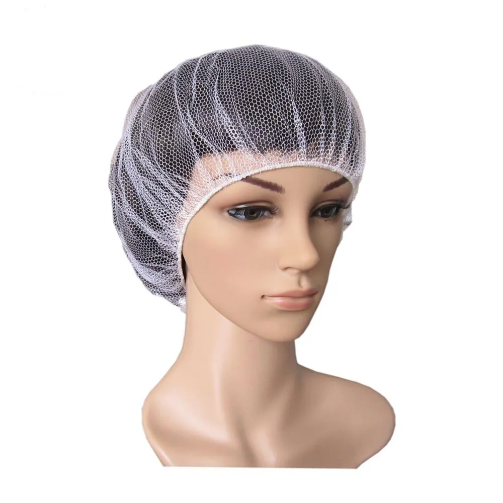 Cabeça branca redonda cabelo rede redes para alimentos cozinha hairnets preto elástico descartável Cap Hairnet