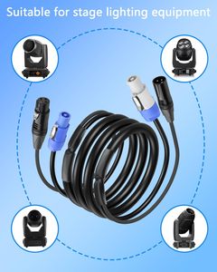 混合电缆DMX512电源开关信号组合3针5针公公电源适配器1m-2m长度，用于舞台照明移动头音频 - Product Image 5