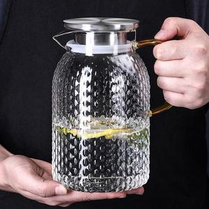 Thickened Rice Grain Glass Hammer Pattern Cooling Kettle Cold Kettle Lemon Cup <strong>Tie</strong> <strong>Pot</strong> Cold Open Summer Juice <strong>Pot</strong> - Product Image 5