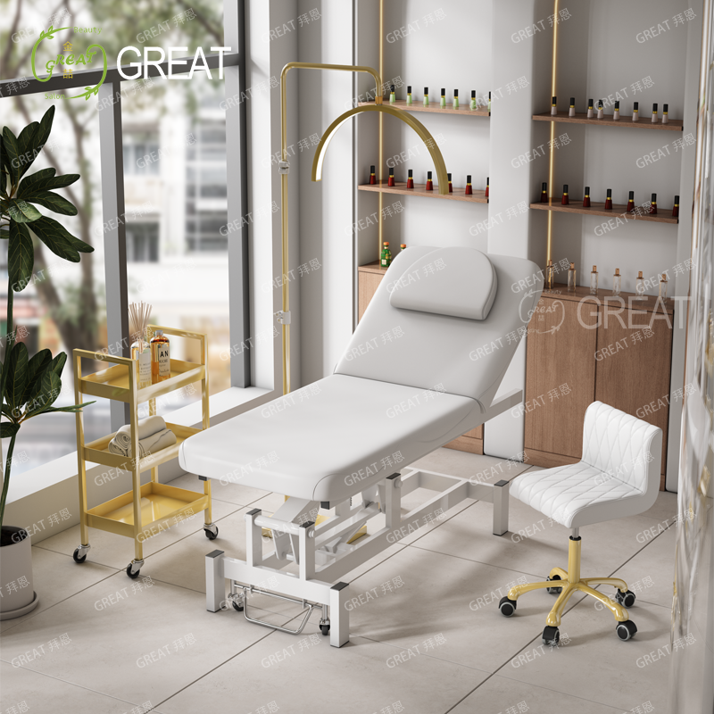 เตียงนวดหน้าสีขาว