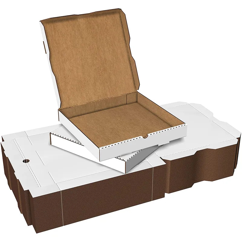 कस्टम लोगो मुद्रण सफेद नालीदार पिज्जा पैकिंग पेपर कार्टन बॉक्स