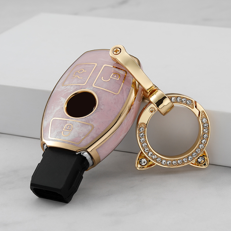 Cache 3 boutons + porte-clés métal-Rose