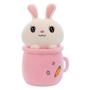 家の装飾ぬいぐるみパンダクッション用ブランケット付き卸売2in1かわいいウサギミルクティーカップ