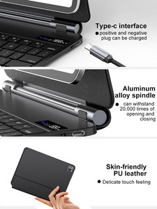 Funda de tableta con teclado Bluetooth inalámbrico inteligente de cuero Pu para iPad pro 12,9 pulgadas/air6(2024) con teclado táctil - Product Image 5