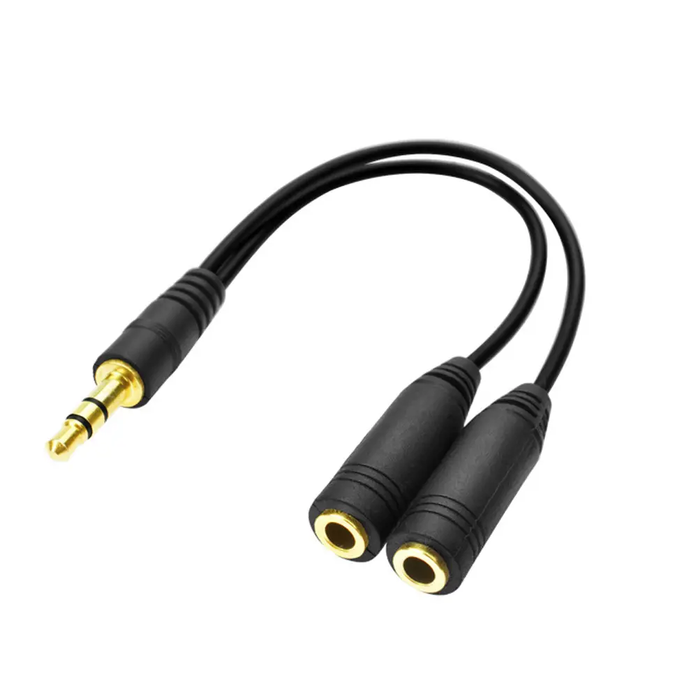 Cable adaptador auxiliar de Audio estéreo, conector divisor macho a hembra, 3,5 MM, 1 en 2, 3 Pole, chapado en oro