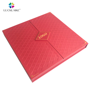 Caja personalizada de lujo para bodas, rojo, rígido, cierre magnético, apertura de doble puerta, Cajas de Regalo de papel, embalaje con logotipo para regalo