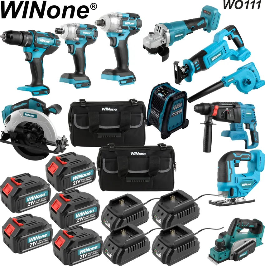 Grote Korting Beschikbaar Verkoop Voor-Winone Combo Power Tools 11 Kits Gereedschapsset 21V Volt 18V Corrdless Boren