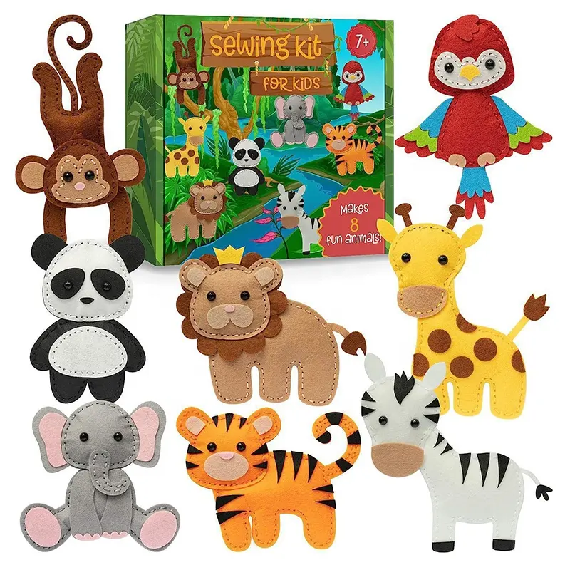 New Arrival Early Educational Diy Wool Felt Christmas Zoo Felt Kid Felts Craft Animals Sewing Diy Toy